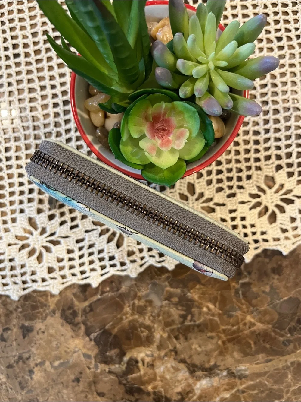 Anuschka Painted Leather Accordion Style Credit Business Card Holder